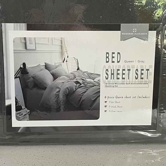 NIB MODERNE ELEGANCE Gray Queen Brushed Microfiber Soft Comfortable Bedding Set - Picture 3 of 3